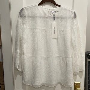 Sheer White Calvin Klein Blouse